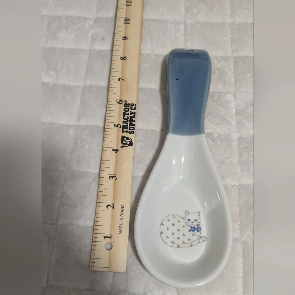 Sweet Vintage Otagiri Flower Cat Spoon Rest, Holder, Made In Japan, Cat